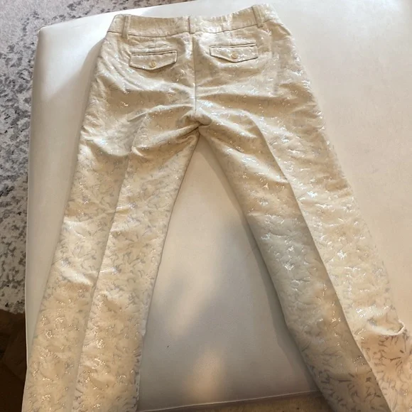 J. Crew ivory and silver metallic pants - Picture 5 of 6